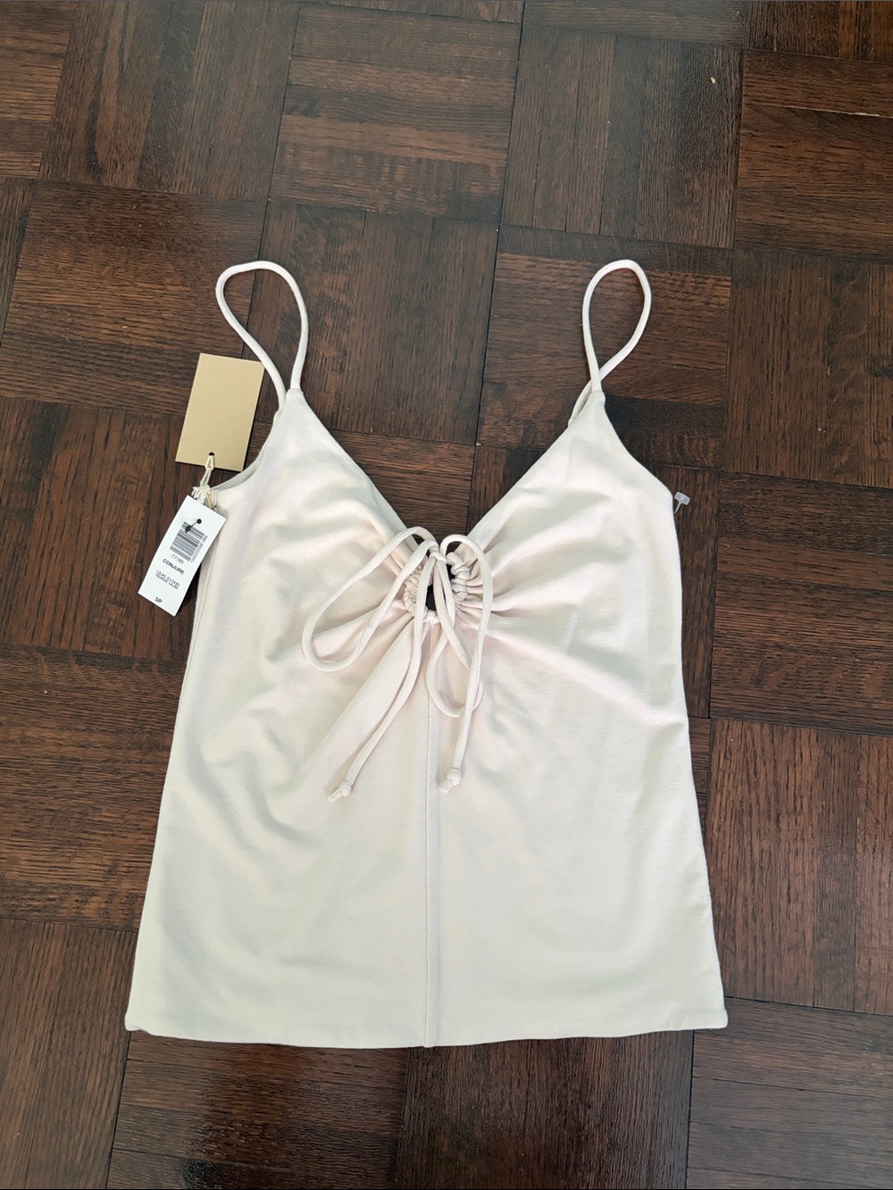 Light Pink/cream Lace-Up Cami Tank Top - Women